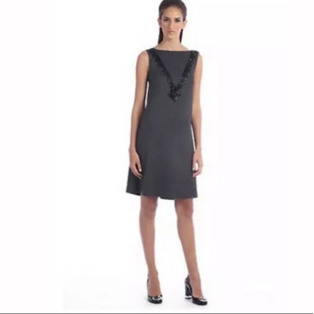 Tory Burch Elsa Dress SZ 8 Beaded Neckline Shift